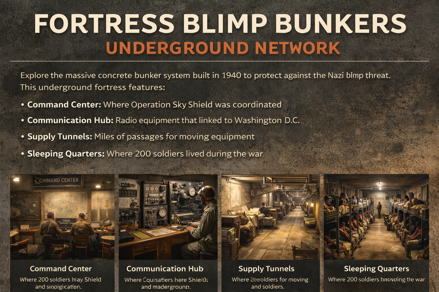 Fortress Blimp Bunkers - Underground command center and tunnel network